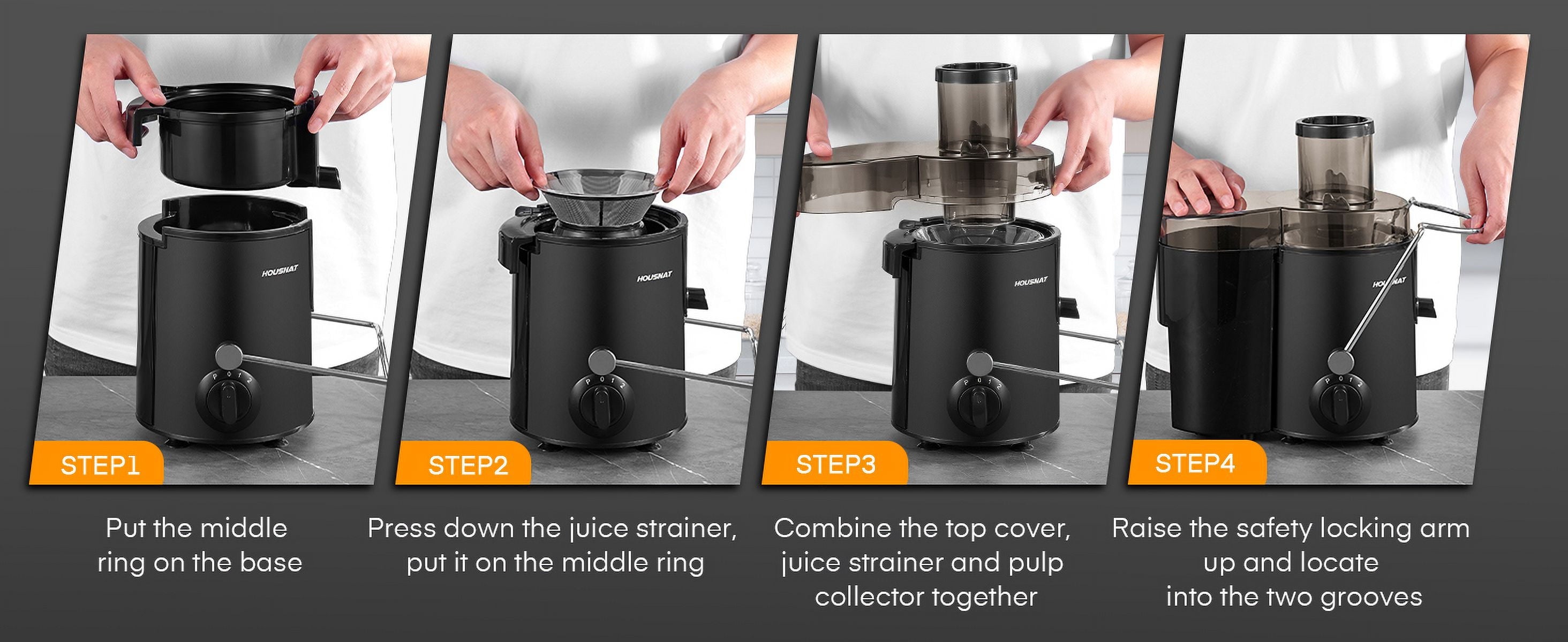 Juicer Machine Wide 3” Feed Chute Juice Extractor Easy to Clean, Pulse Function and 3-Speed Control, Anti-Drip, Silver