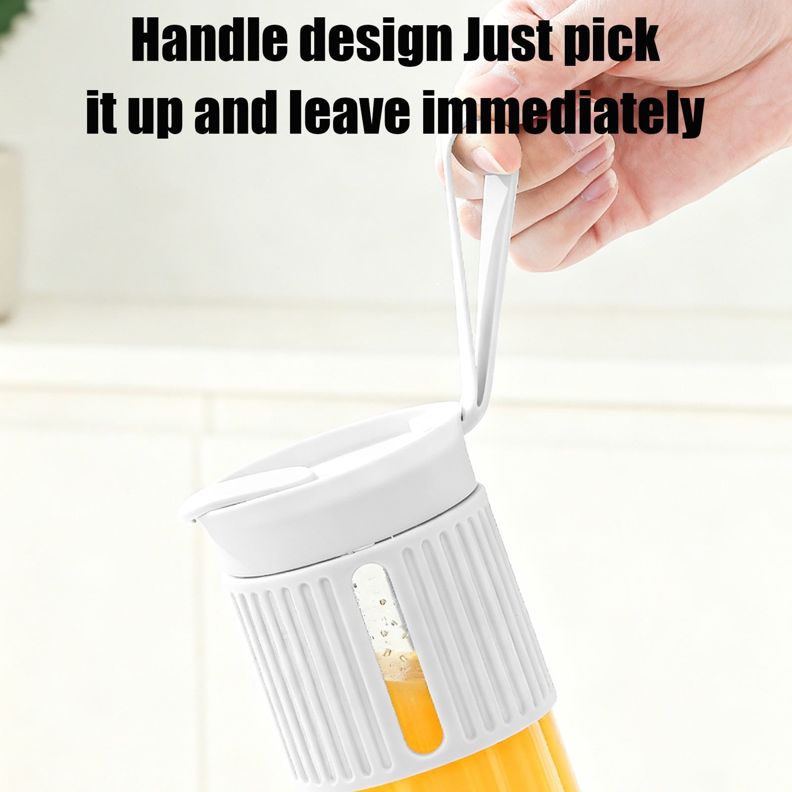 Portable Electric Juicer Cup 450ml USB Rechargeable Blender for Fresh Juice Smoothies, Kitchen Food Grinder with Stainless Steel Blades, Travel Mini Juicer