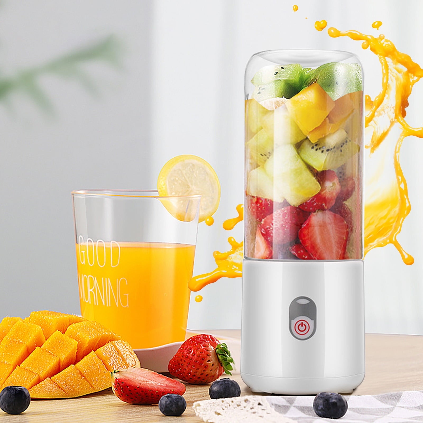 Blenders, Juicer USB Rechargeable Blenders for Shakes and Smoothies, Mini Blenders with 6 Blades Powerful &amp; One Touche Operation Cutting Capability for Kitchen Travel(white)