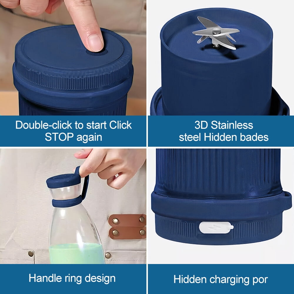 Portable Blender Personal Bottle Powerful Mini Fresh Juice,Blender Juicing Cup-blue