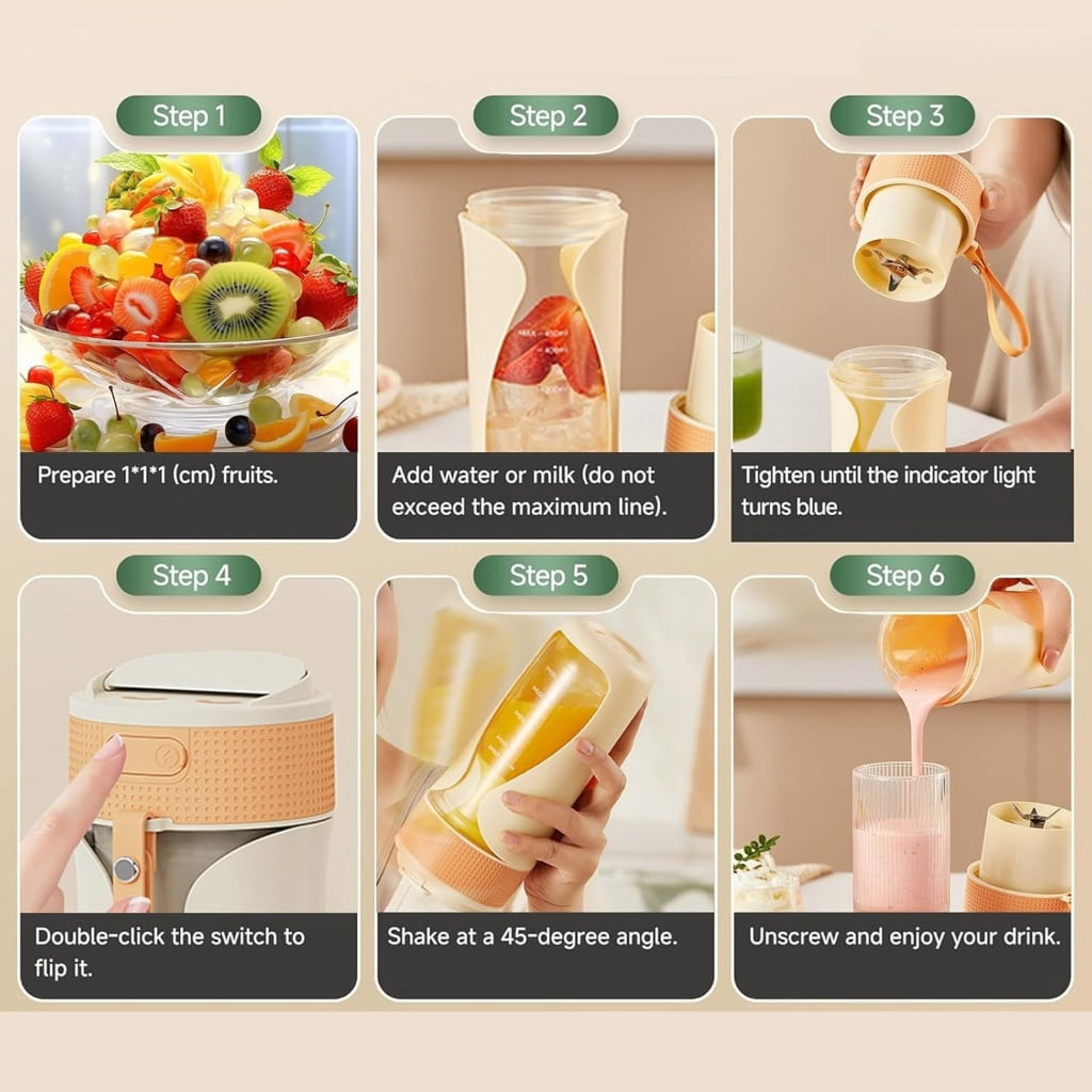 USB C Rechargeable Portable Blender Cup Large 450ml Juicer Cup Kitchen Appliance