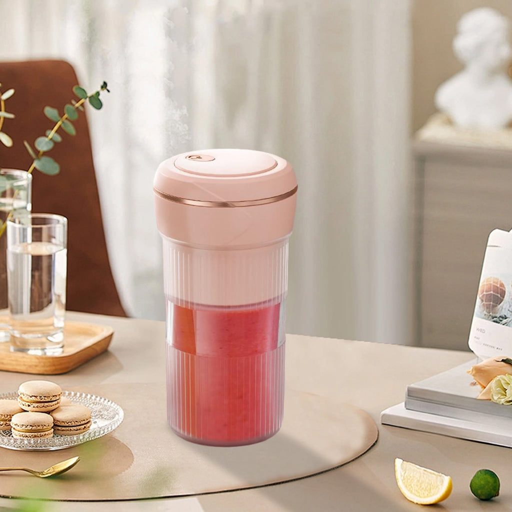 Portable Juicer Cup 6 Blade Mini Smoothie Blender 450ML USB Rechargeable Fruit Mixer Powerful Stainless Steel Motor Quick Blend Fresh Juice Maker for Travel Office Home Fitness Party Gift