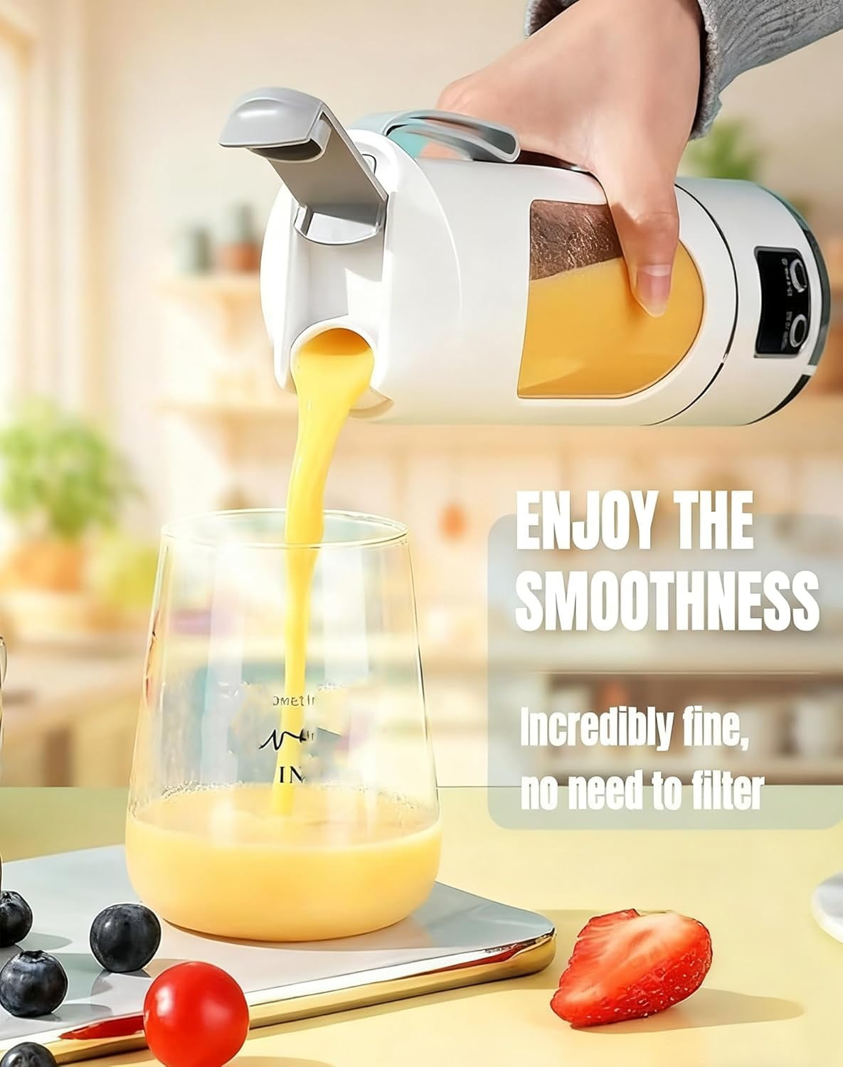 Digital Multimode Juicer Blender - Portable Personal Juicer with Smart LED Display, Diet-Friendly, Leak Proof &amp; Wireless Design for Smoothies Liquid Diet, Shakes &amp; Baby Food