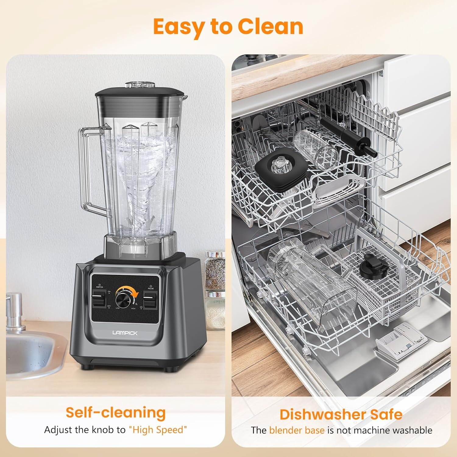 Blenders for Kitchen, 2000W Professional Grade High-Speed Countertop Blender with 68oz Pitcher &amp; 27oz To-Go Cup for Smoothies, Ice, and Frozen Fruit, BPA-Free, Dishwasher Safe