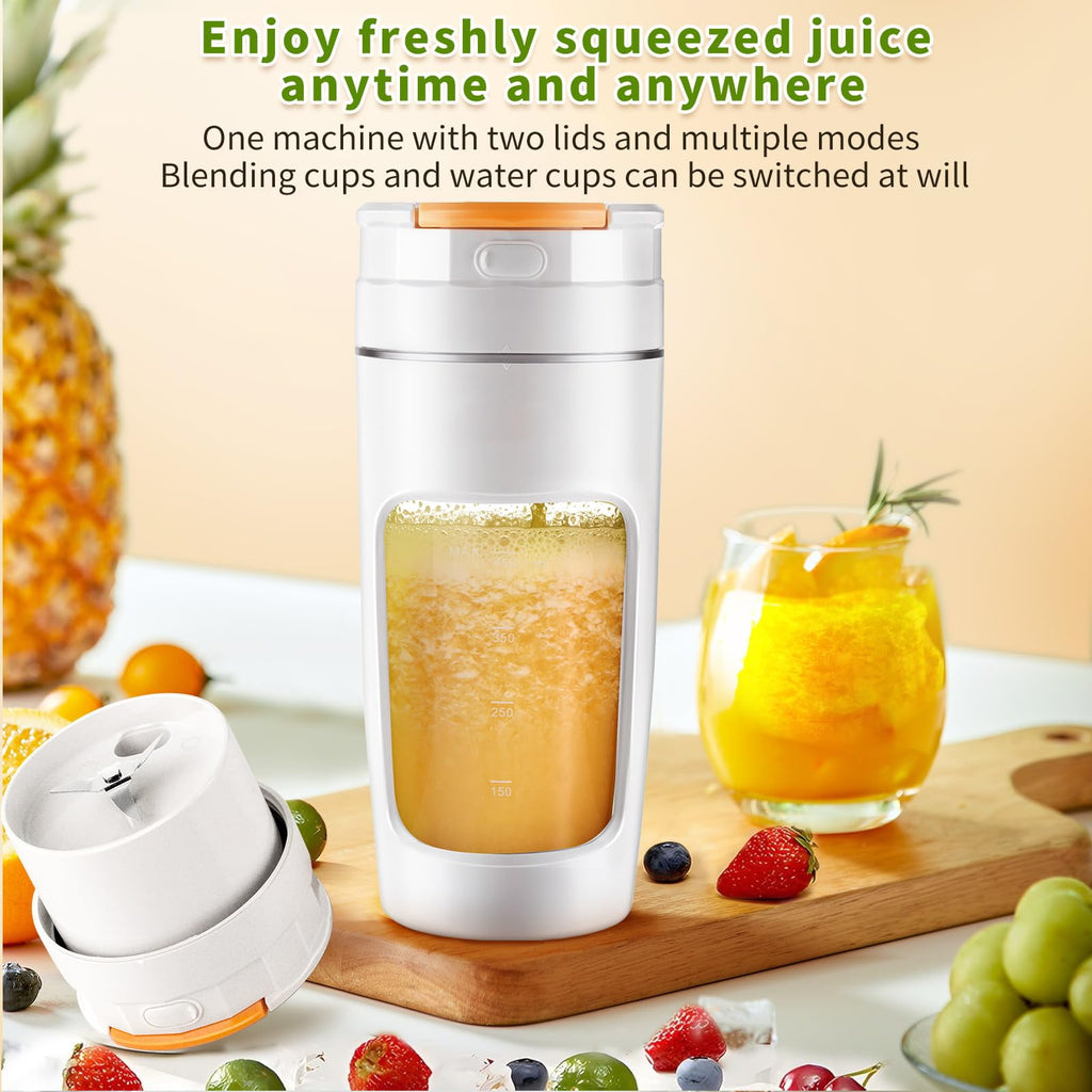 Portable Blender Cup - 20 oz(600ml) Large Capacity, Travel Personal Size Blender for Shakes and Smoothies.High-Speed Multi-Blade Design white