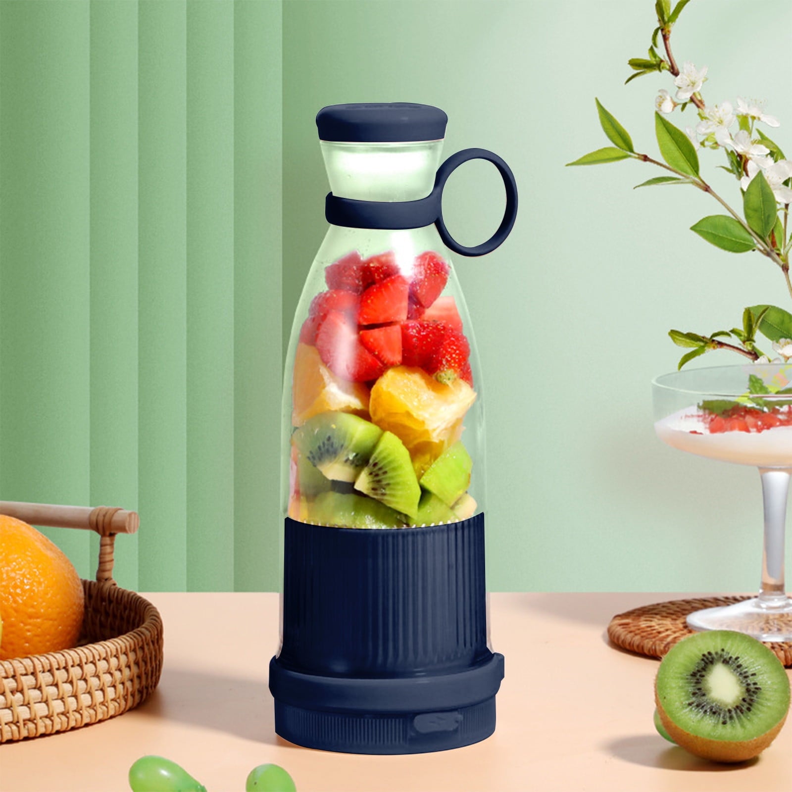 Portable Blenders, Personal Blenders for Shakes and Fruit Juicer, USB Rechargeable with 6 Blades, Handheld Blenders for Sports Travel and Outdoors (1 Pack)