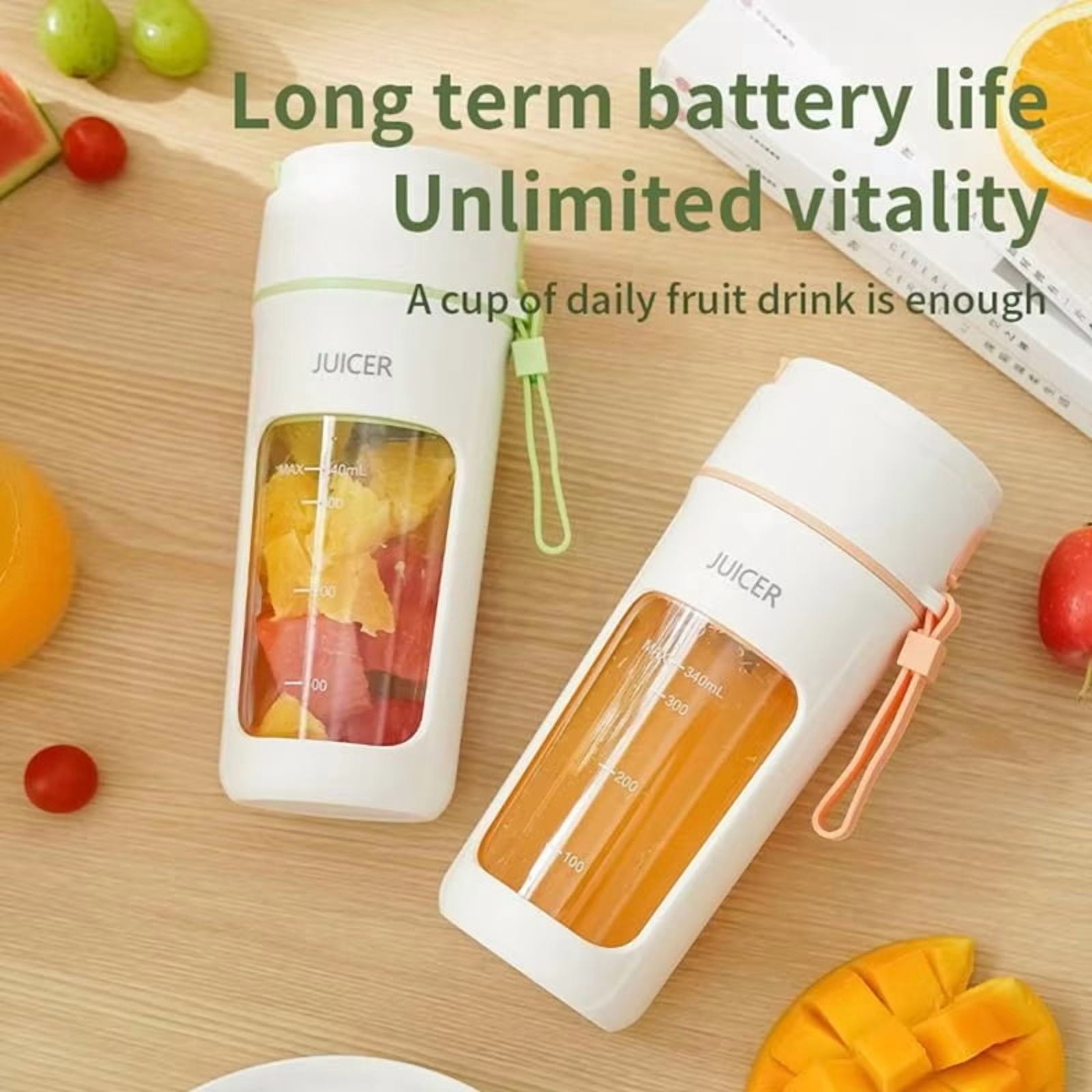 Portable Juicer Electric Blender Multifunction Maker Machine Fruit Extractors Smoothies Mixer 6 Blades 1200mAh Pink