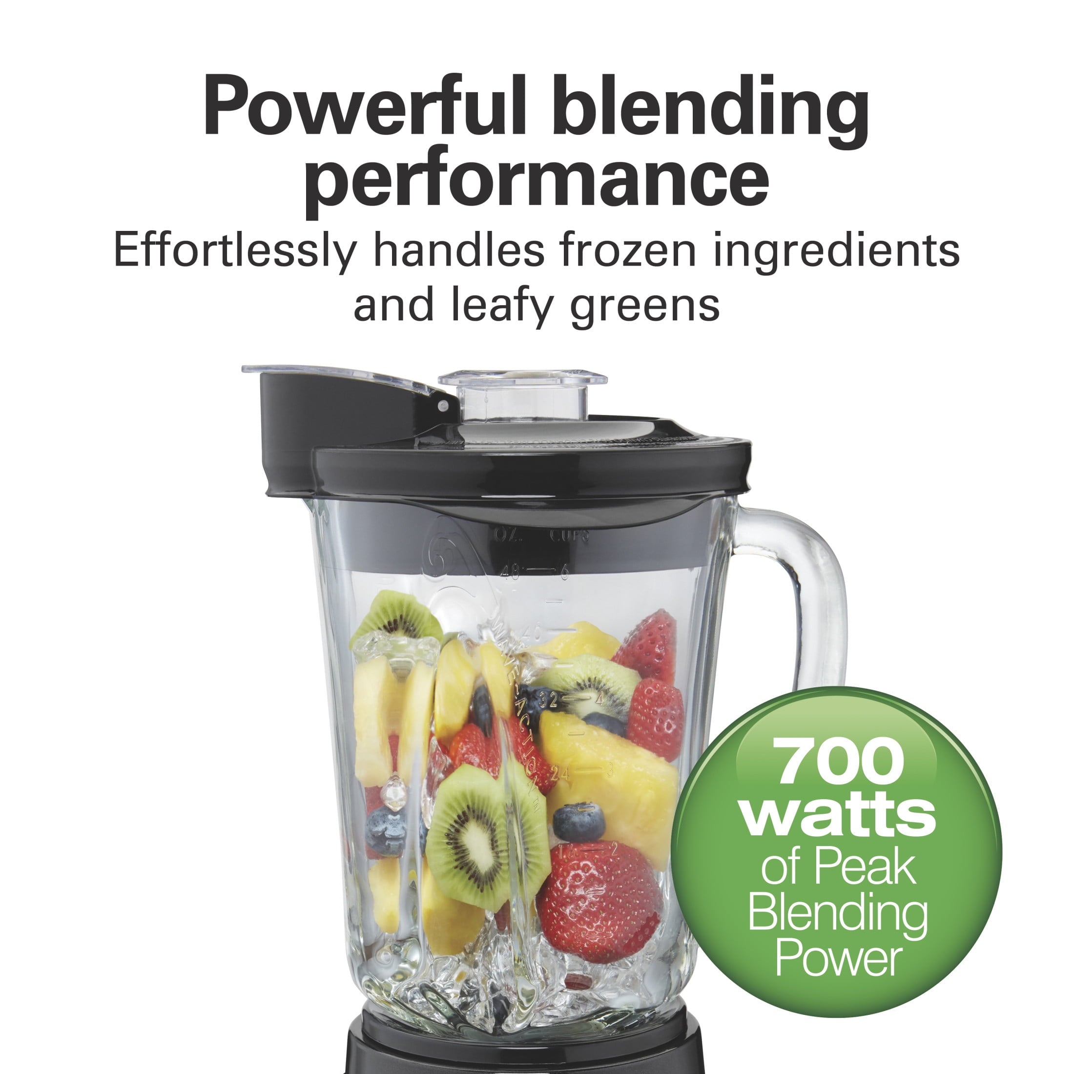 Wave Action Blender for Kitchen, 48 oz Jar for Smoothies and Shakes, Black