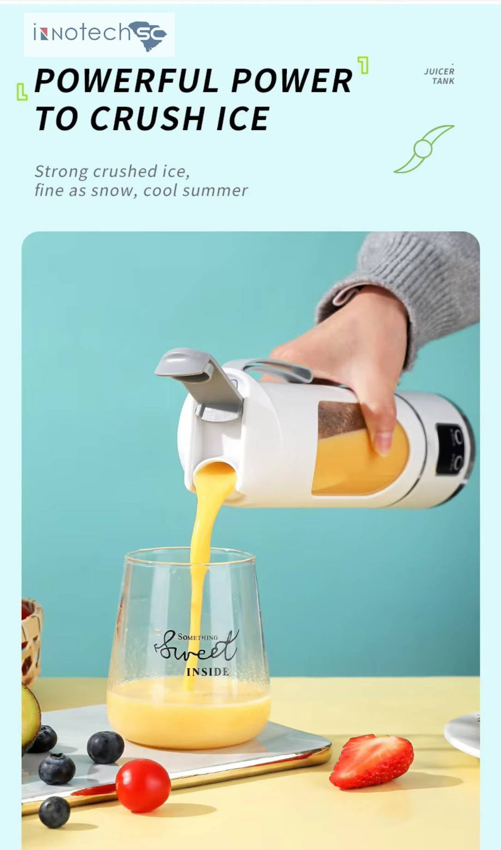 SC Portable Personal Electric USB Juicer，500ML Mini Blender Portable Blender For Shakes and Smoothies juice，12 Blades Great for Mixing，Compact、Convenient and Versatile