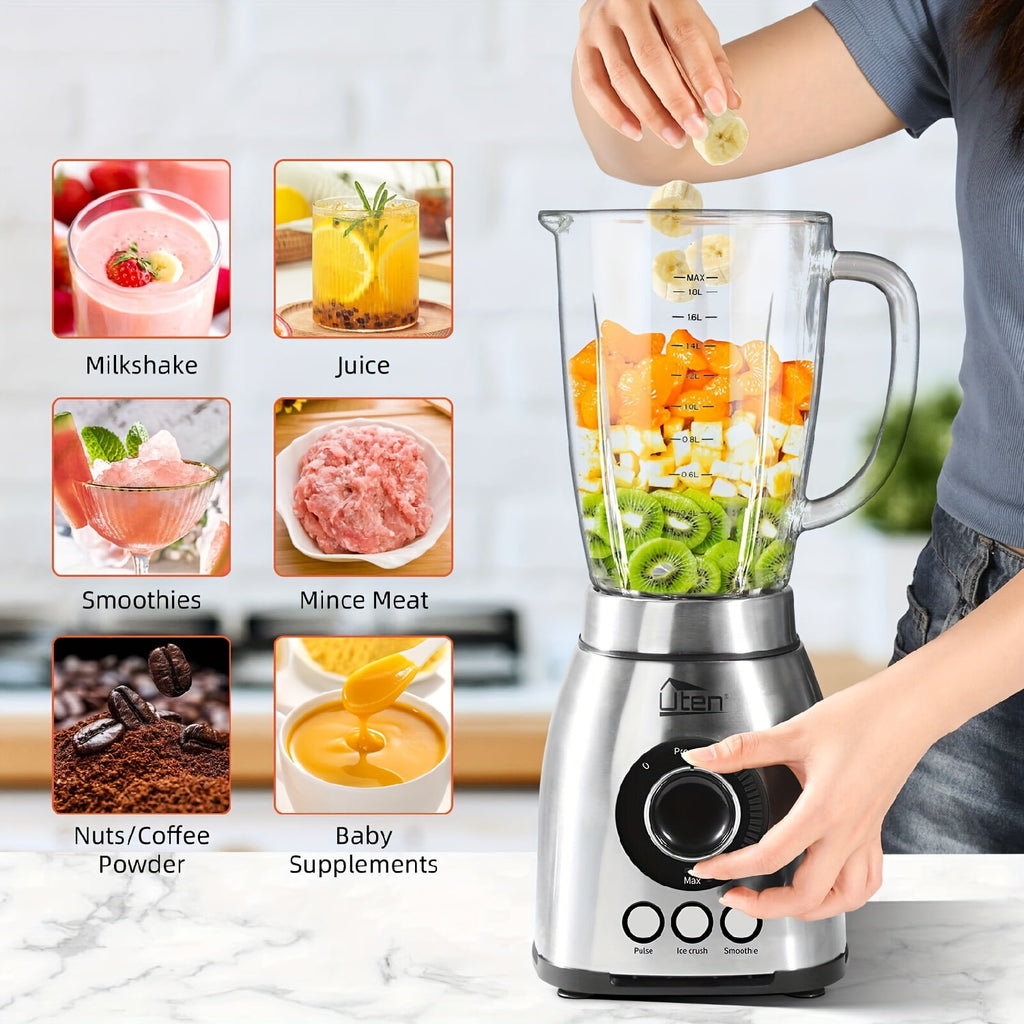 1.8L Large Capacity Powerful Blender, 800W Motor, Ideal for Smoothies, Juices, And Slushies, Easy to Clean, Essential for Your Kitchen!