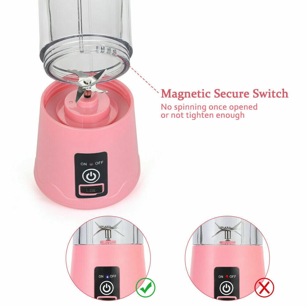USB Rechargeable Personal Mixer, 380ML Mini Blender with Six Blades, Handheld Blender Suitable for Travel, Gym,Outdoor, Purple