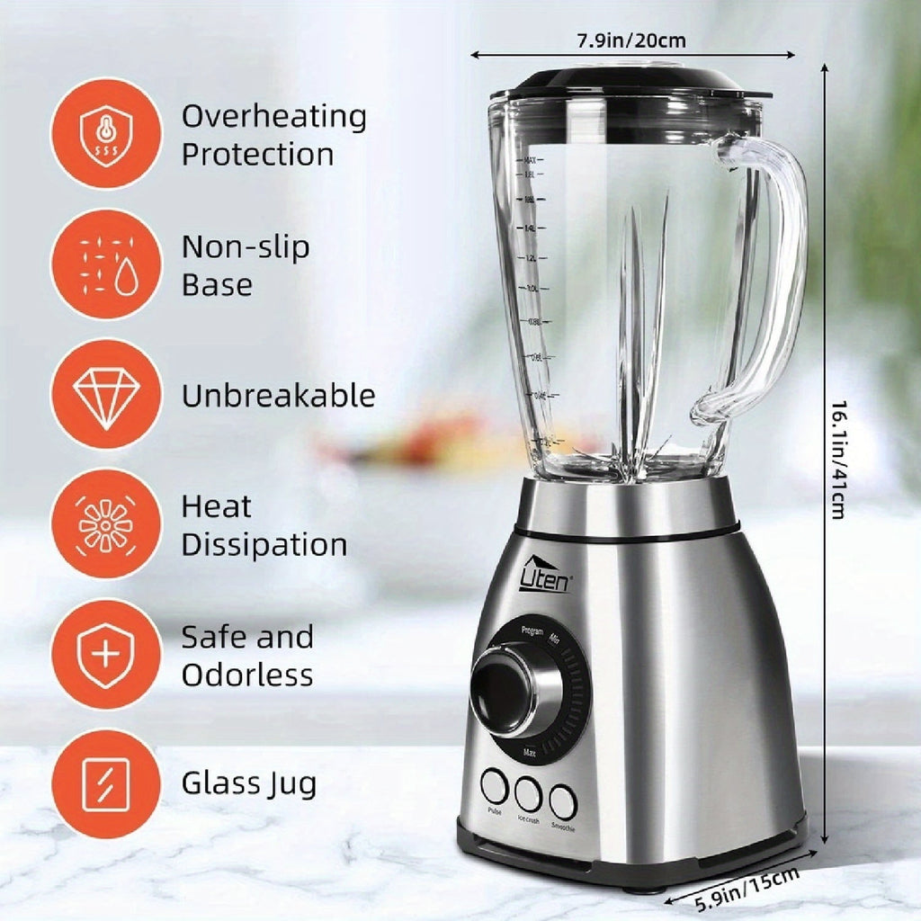1.8L Large Capacity Powerful Blender, 800W Motor, Ideal for Smoothies, Juices, And Slushies, Easy to Clean, Essential for Your Kitchen!