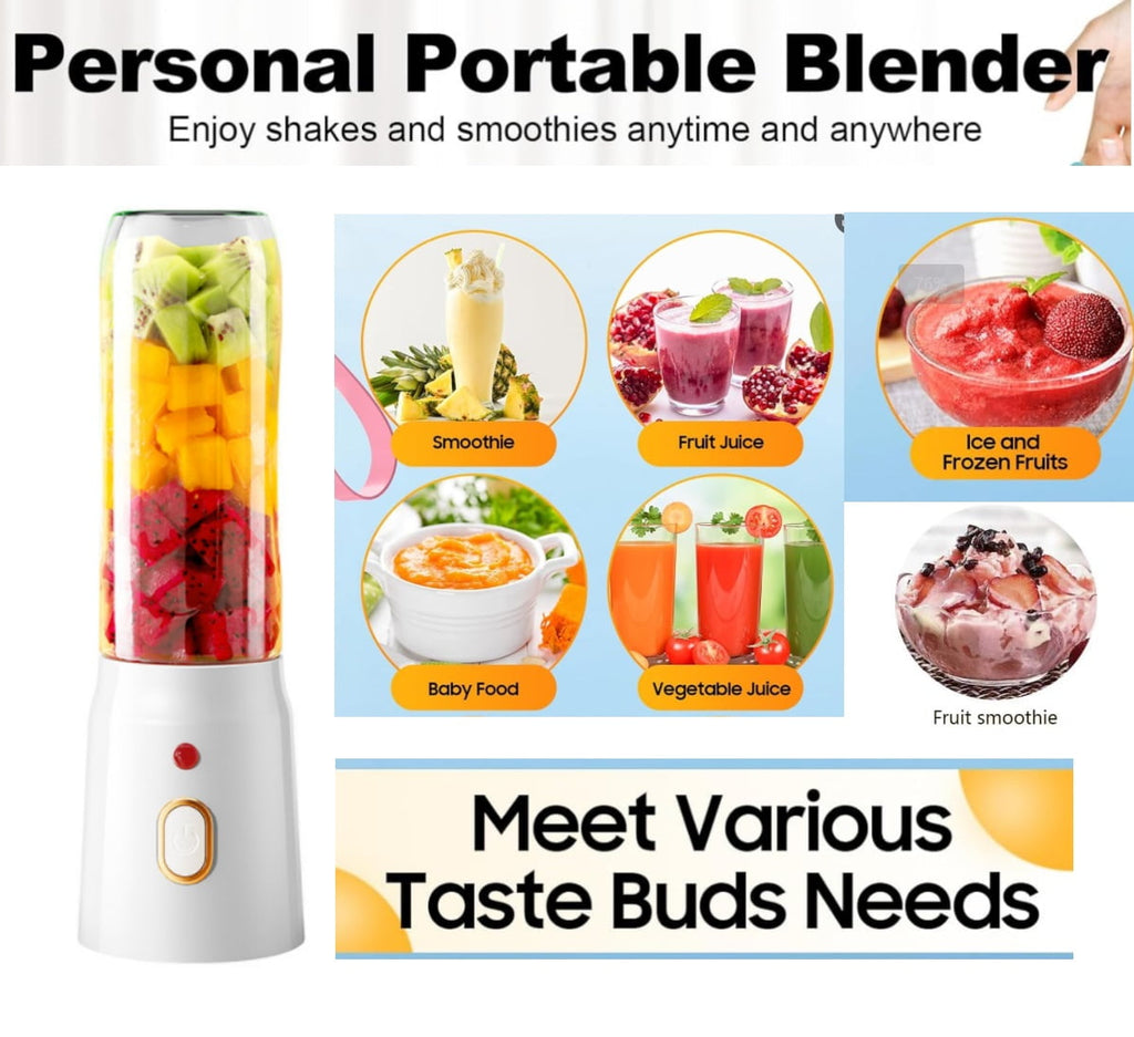 Portable Blender for Shakes,Fruit juicing &amp; Smoothies.16Oz Personal Size Juice Blender with 10 Durable Stainless Steel Blades Leakproof-Lid&amp;Sip Spout.USB Mini Juicer for Home/Offic