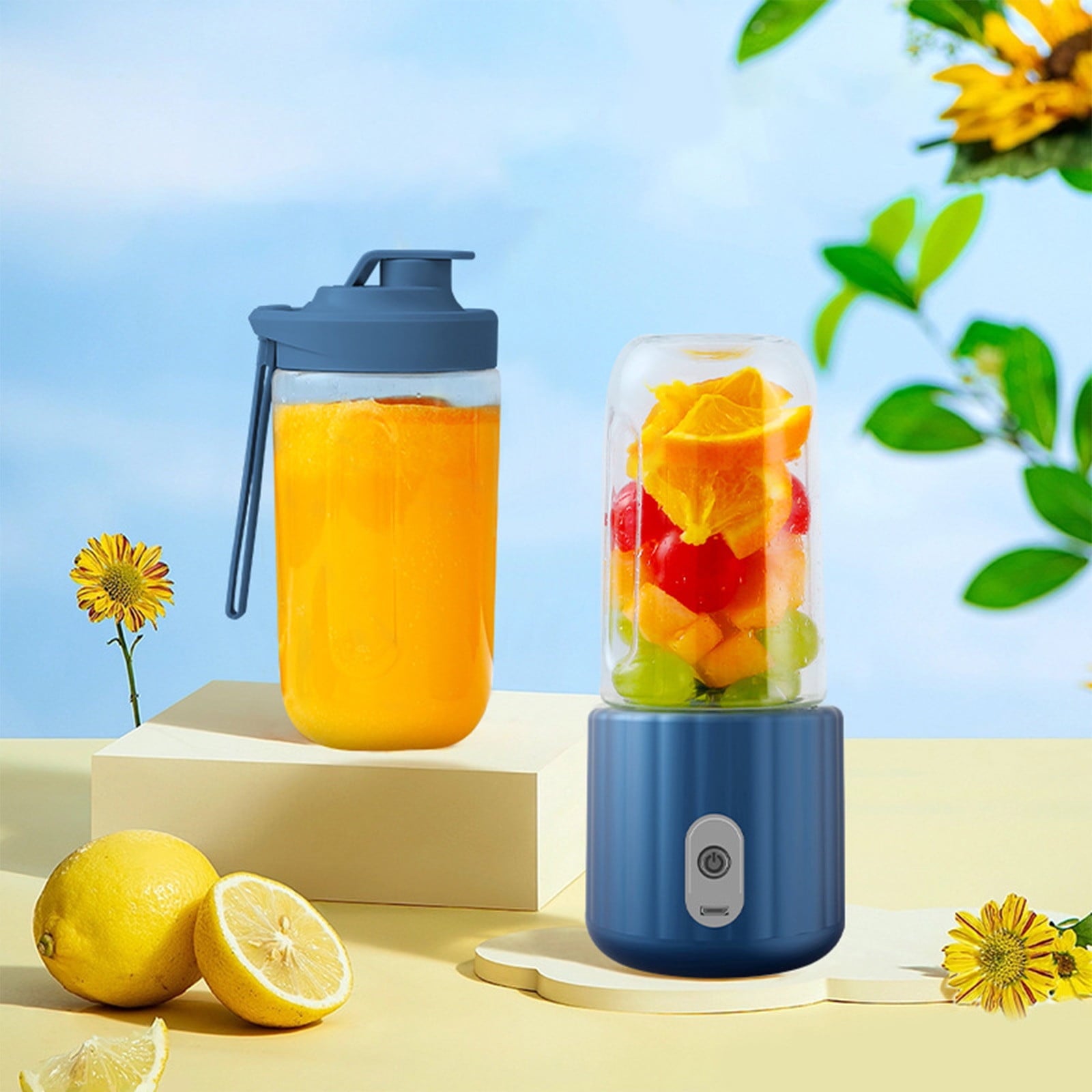 Portable Rechargeable Juicer Small Juicer Cup with 6 Blades, Student Home Multifunctional Juicer Machine 380ml Handheld for Sports, Travel