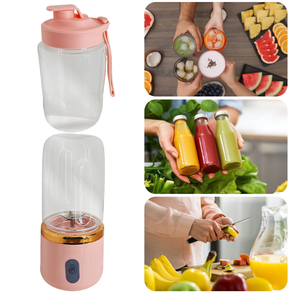 Portable Blender, Personal Blender USB Rchargeable, Mini Blender for Shakes and Smoothies, 400ML Portable Fruit Veggie Juicer Cup With 6 Blades and Travel Lid, Handheld Blender for Travel Gym Kitchen