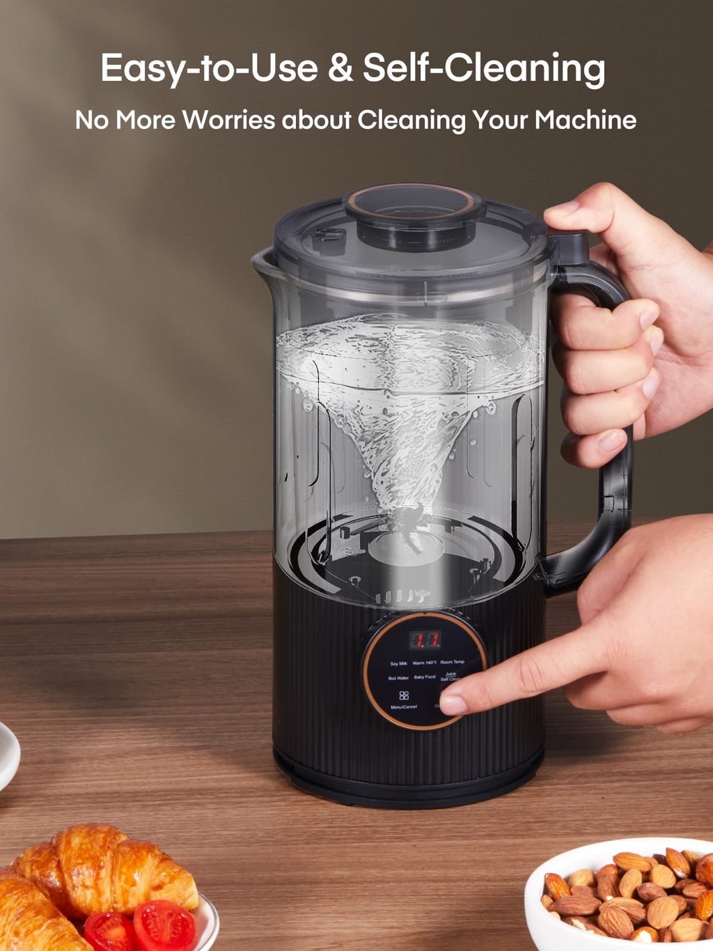 Nut Milk Machines 35oz Automatic Maker, 800W Homemade Plant Milk, Oat, Soy, Juice and Free-Dairy Drinks, With Delay Start/Self-Clean/Keep Warm/Boil