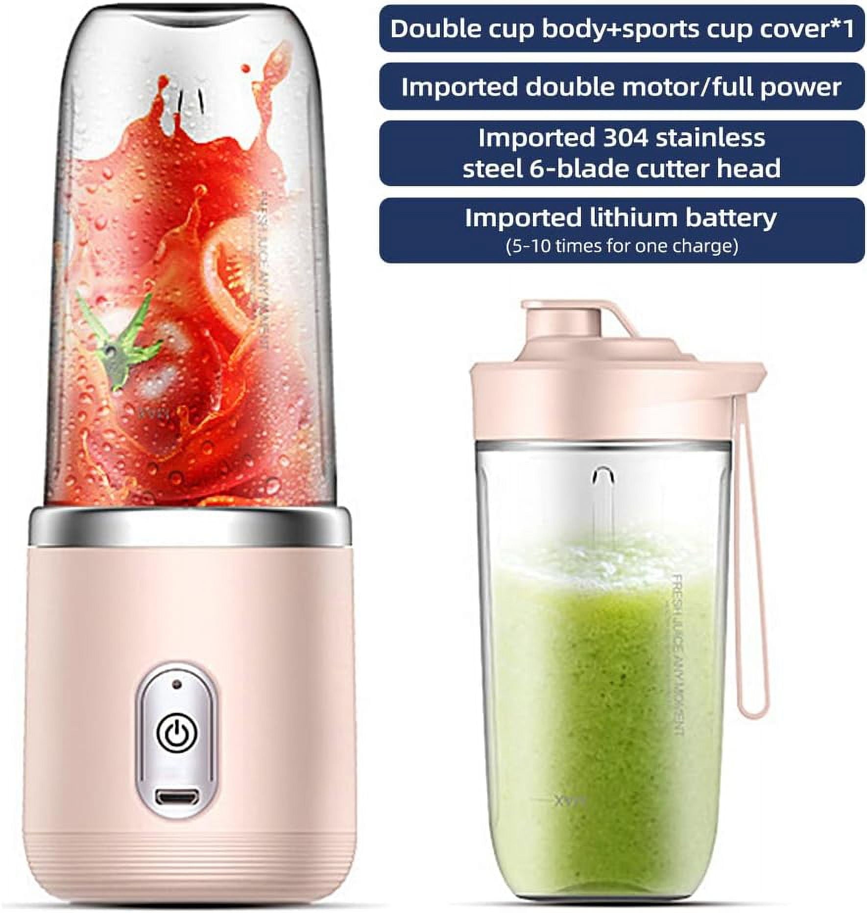 Juice blender Mini mixer 40W quick blender cup personal size rechargeable USB Double cup