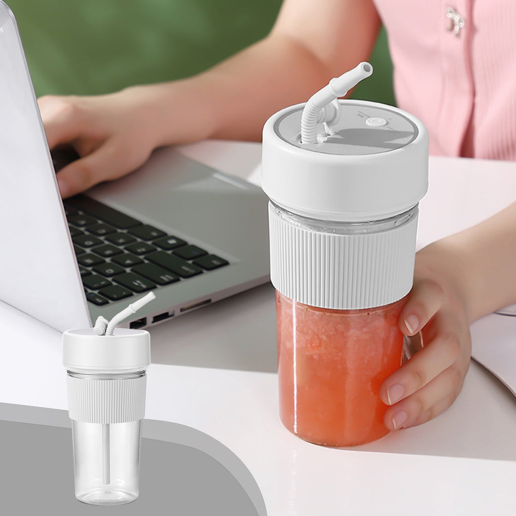 Portable 6-Blade Blender for Shakes and Juices – Easy-to-Clean with Integrated Straw Enjoy Smoothies on the Go
