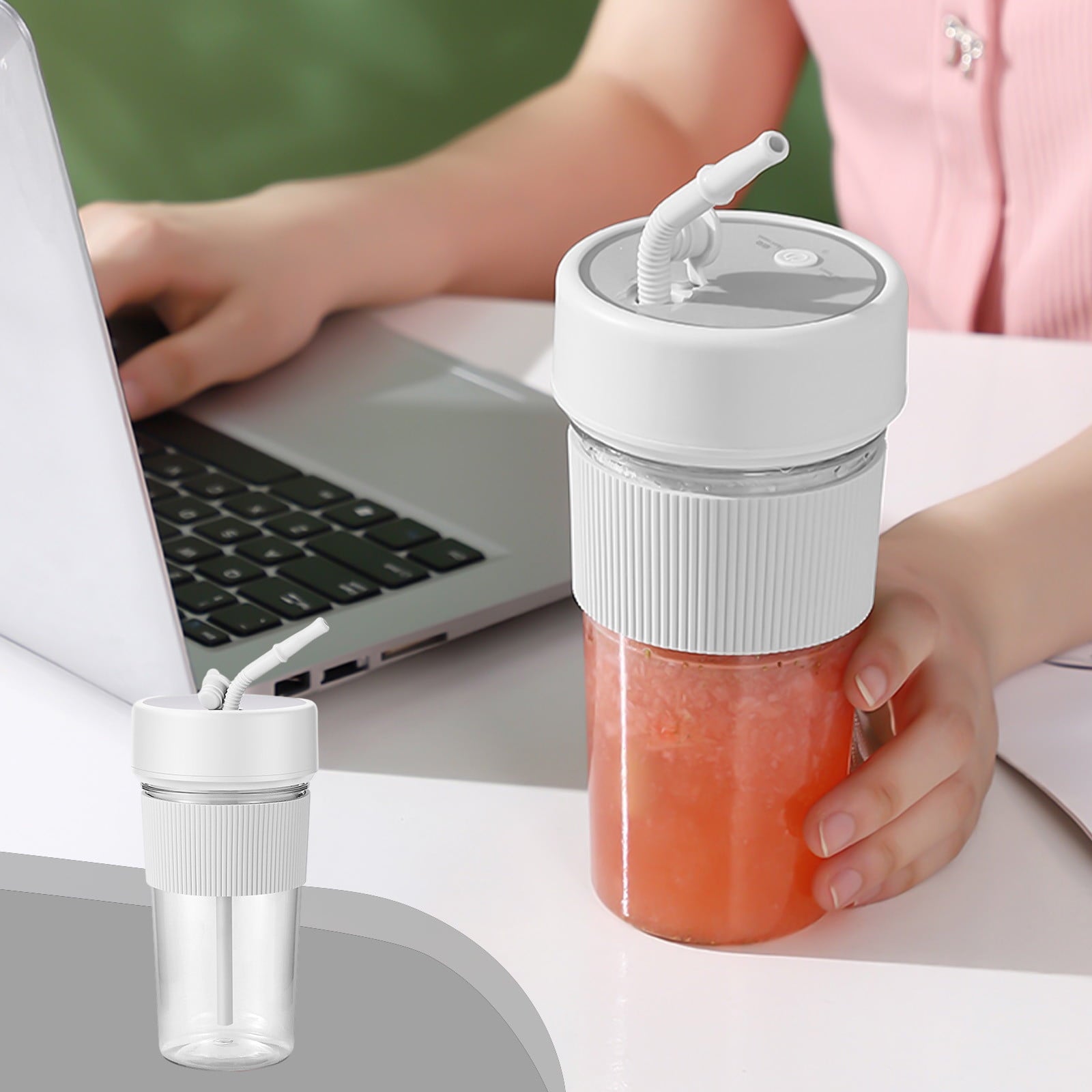 Portable 6-Blade Blender for Shakes and Juices – Easy-to-Clean with Integrated Straw Enjoy Smoothies on the Go