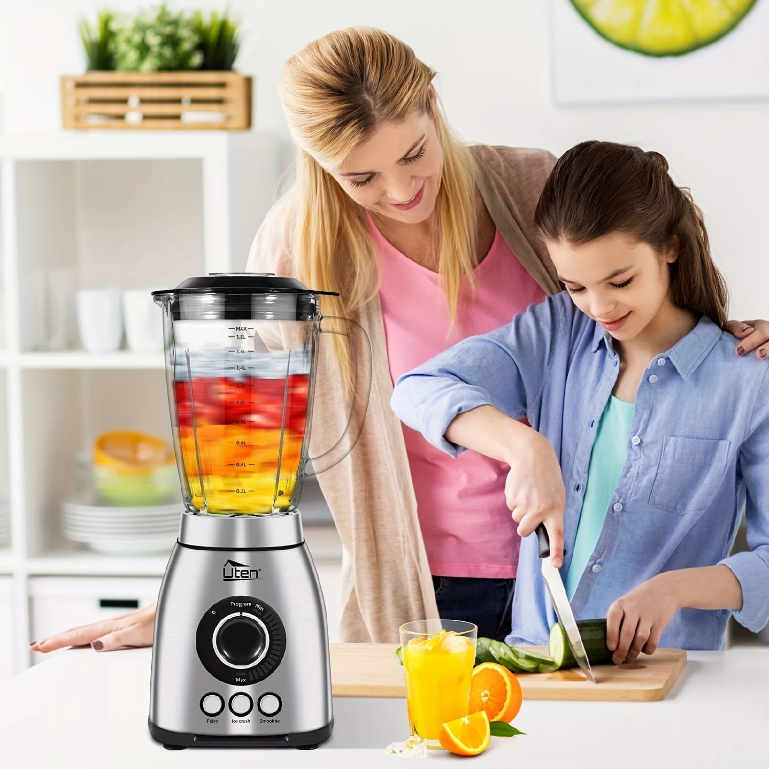 1.8L Large Capacity Powerful Blender, 800W Motor, Ideal for Smoothies, Juices, And Slushies, Easy to Clean, Essential for Your Kitchen!