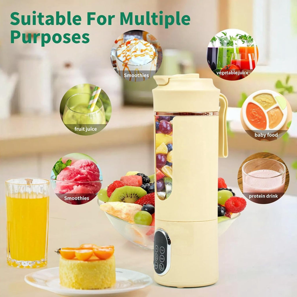 530ML Portable Blender,Mini Portable Electric USB Juicer,Small Personal Blender for Smoothies and Shakes,With Automatic Cleaning Function,Multi-Purpose and Easy To Use(beige)