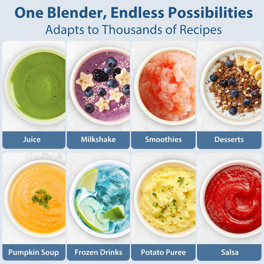 Blenders for Kitchen with 68Oz. Large Capacity, 1800W Max Power Smoothie Blender, 3 Preset Programs &amp; 7 Speeds, Professional Countertop Blender for Smoothies, Ice Crush, Generation2 Silver