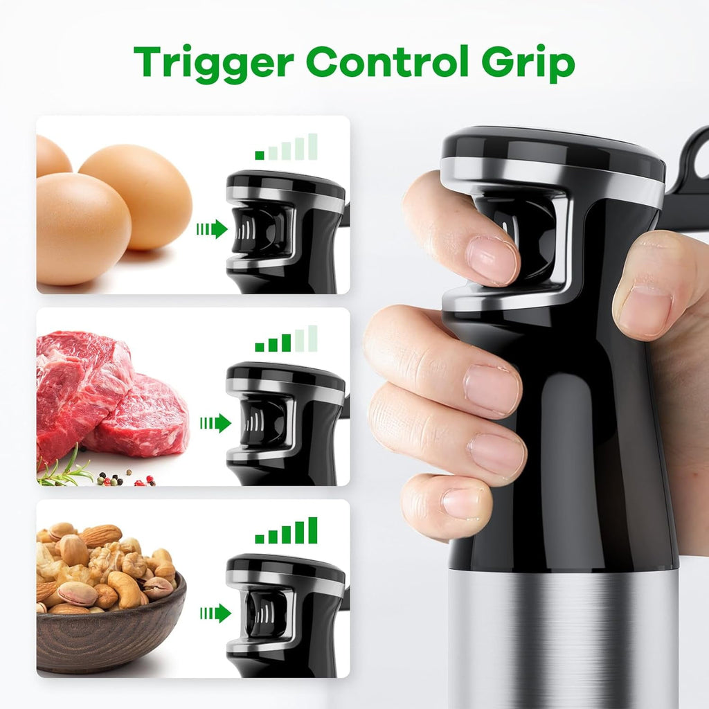 Immersion Blender, 1100W 5-in-1 Hand Blender, Multi-Speed with 600ml Beaker, Chopper, Whisk &amp; Milk Frother, Ideal for Soup, Baby Food, Sauces, Smoothies &amp; Puree
