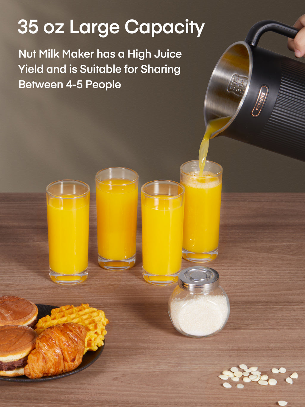 Nut Milk Machines 35oz Automatic Maker, 800W Homemade Plant Milk, Oat, Soy, Juice and Free-Dairy Drinks, With Delay Start/Self-Clean/Keep Warm/Boil