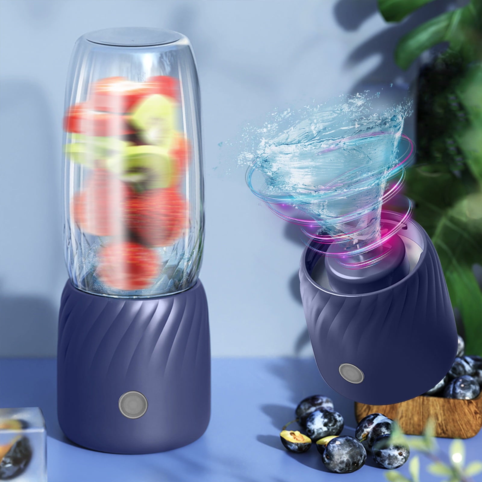 Portable Blender, Personal Size Blender for Shakes and Smoothies with 6 Blades, 10 Oz Mini Blender Cup with Travel Lid and USB Rechargeable for office, Gym, Kitchen