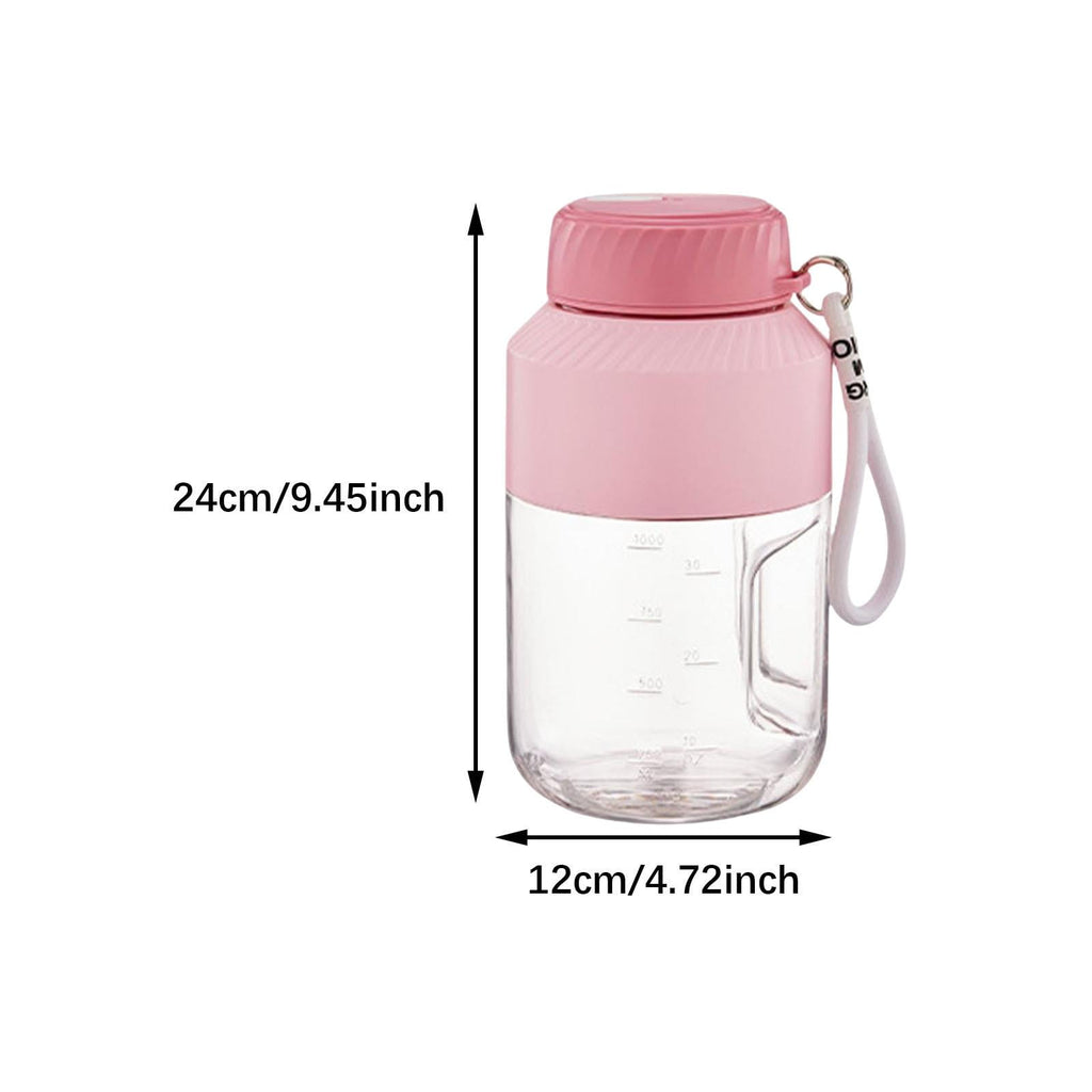 Portable Blender 1000ml Multifunctional for Shakes and Smoothies Travel Home Pink Double Lid