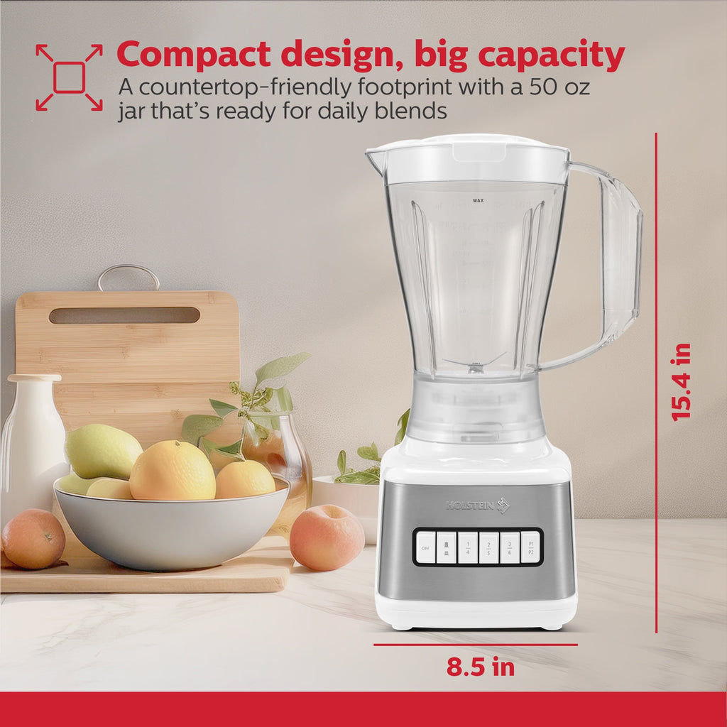 8-Speed Blender 500W Motor, 48 oz Plastic Jar, and Intuitive Controls for Effortless Blending - Elevate Your Culinary Experience Now - Kitchen Essential