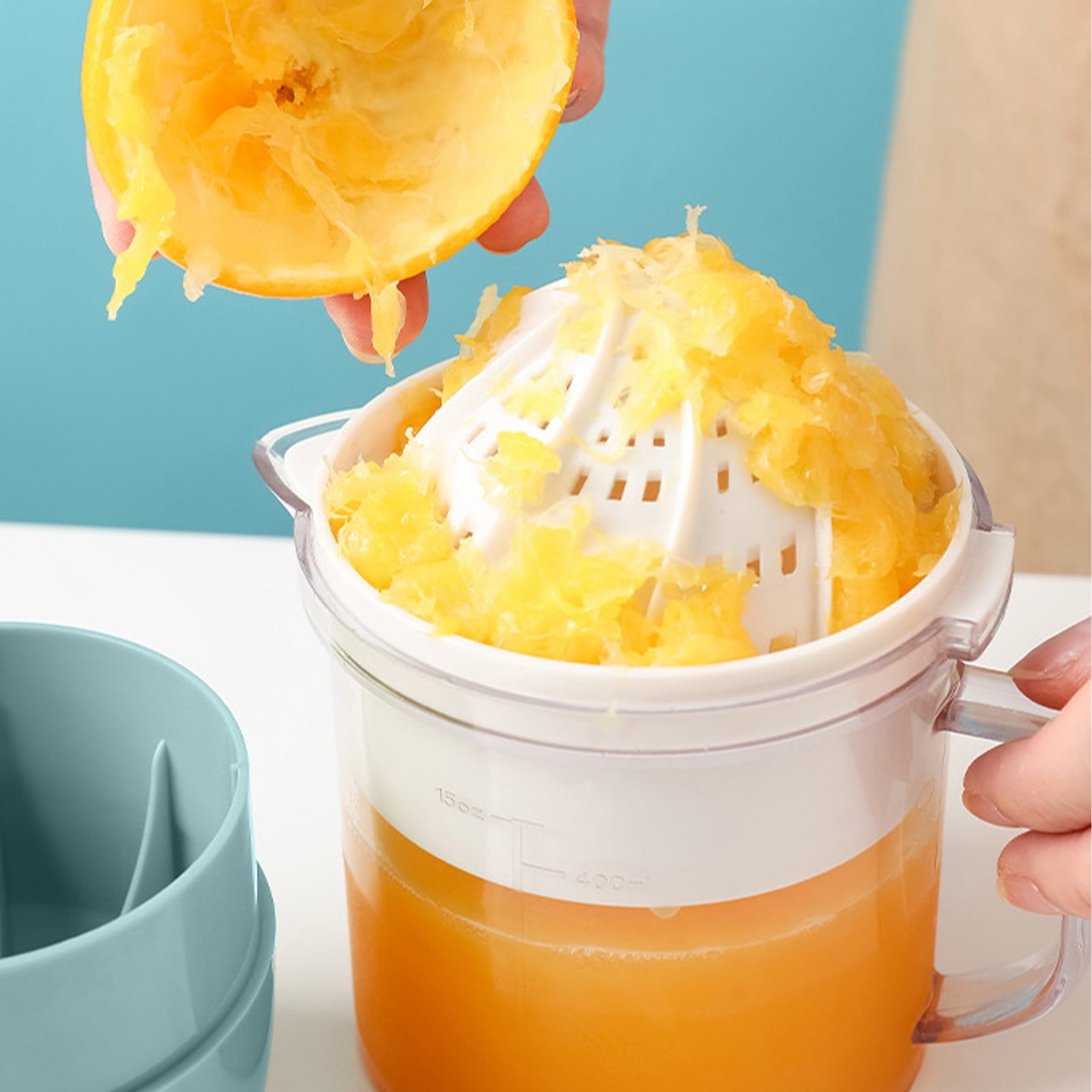 Kcavykas Citru Lemon Orange Juicer Manual Hand Squeezer With Built-in Measuring Cup And Grater - Premium Electric Orange Juicer Juice Extractor