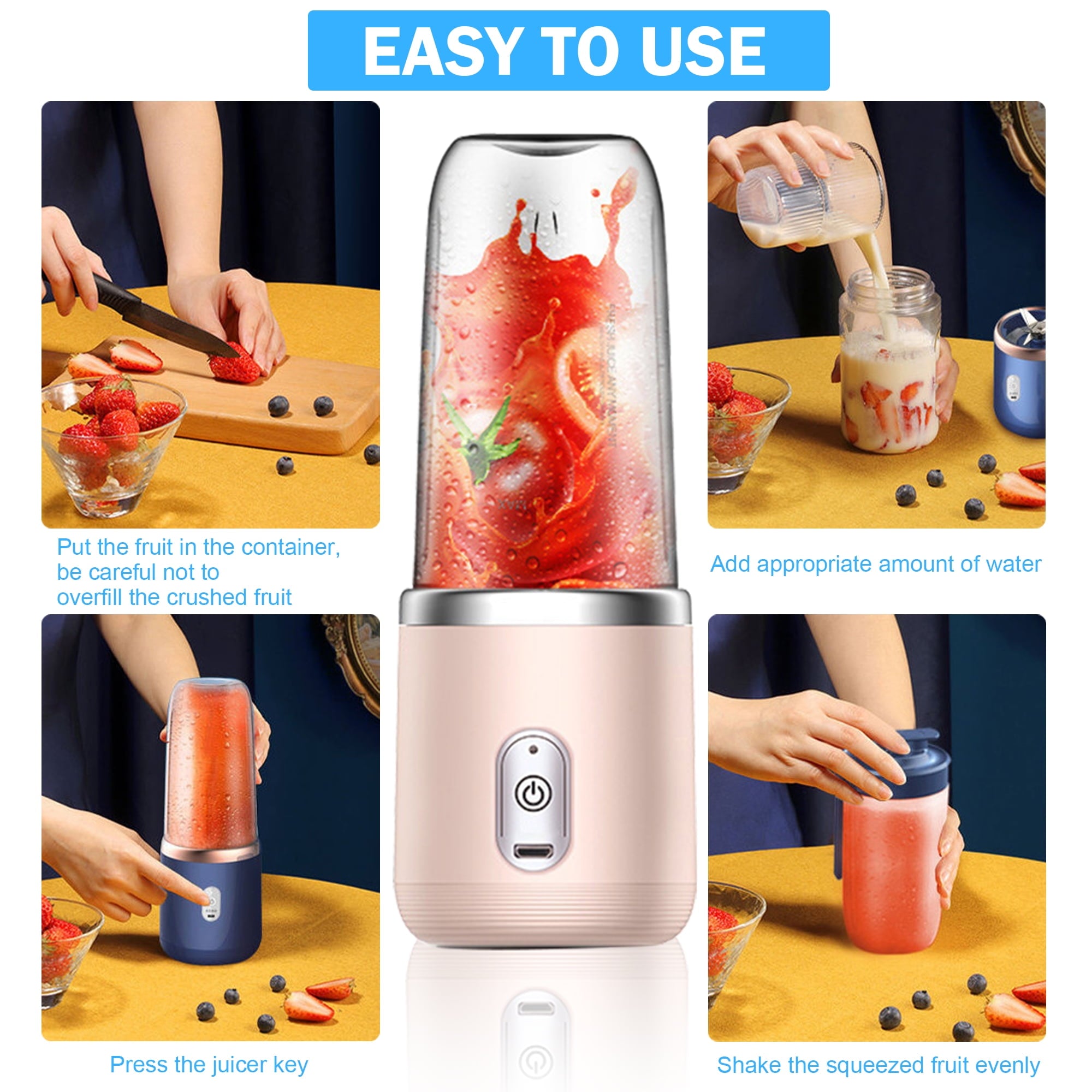 Personal Blender for Smoothies Juice Portable Rechargeable Mini Bullet Blenders Cup