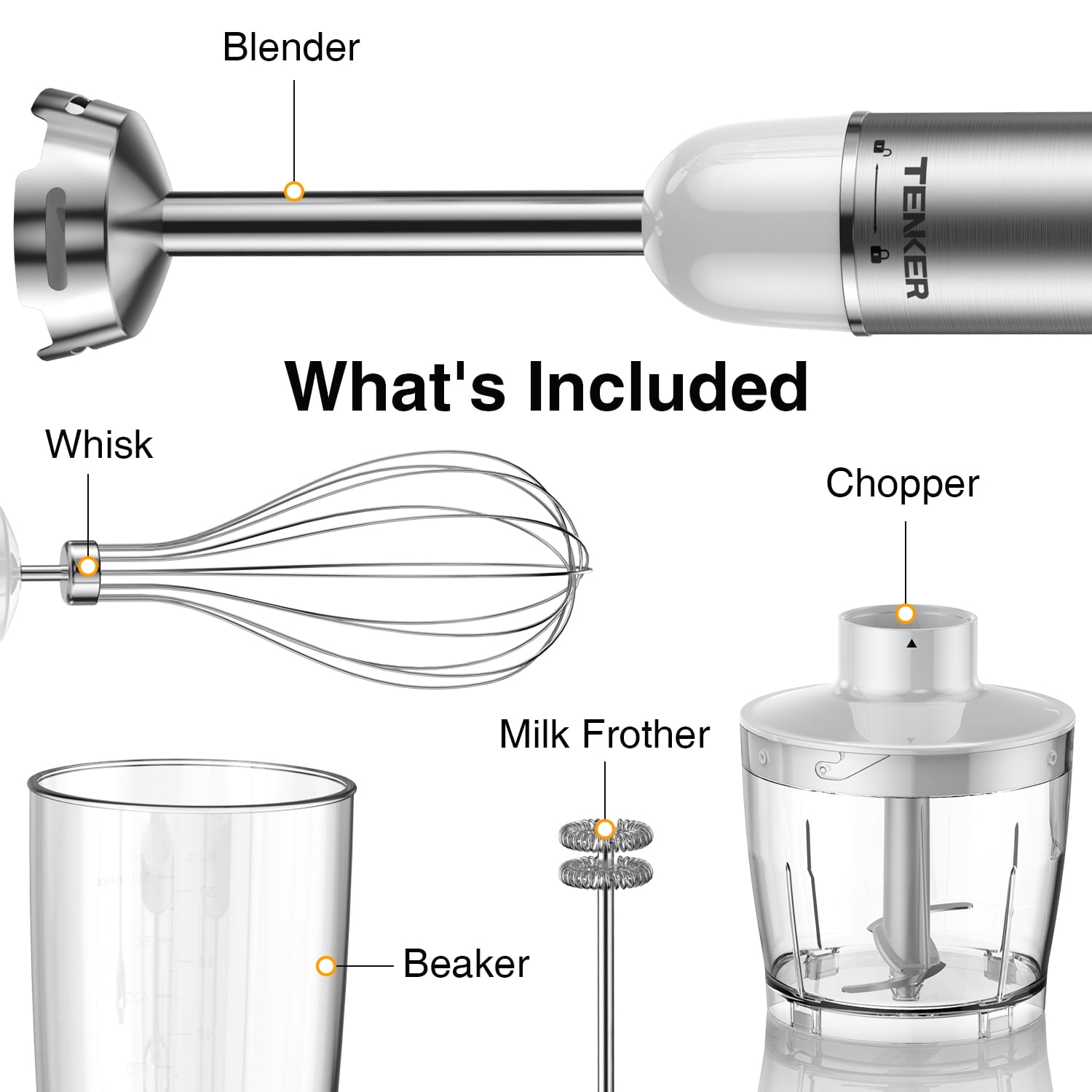 1100W Immersion Blender Handheld Hand Blender , Trigger Variable Speed 5 in 1 Stick Blender, Emulsion Blender with Chopper, Whisk and Frother for Soup, Baby Food and Smoothies,Red