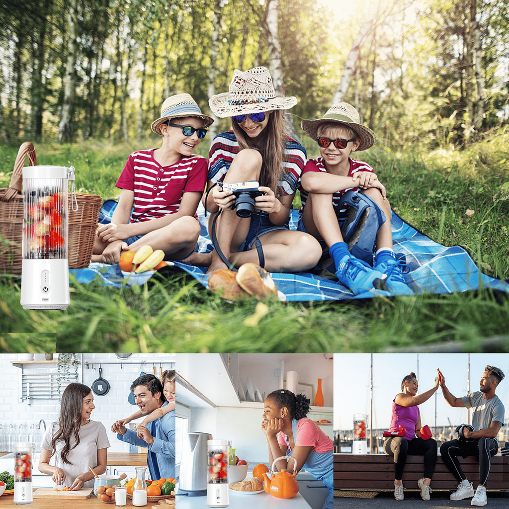Portable Blender, Personal USB Rechargeable Blender for Shakes and Smoothies, Strong Cutting Power with 6 Blades, Traveling Fruit Veggie Juicer Cup for Home, Sport, Office, Camping,15 oz
