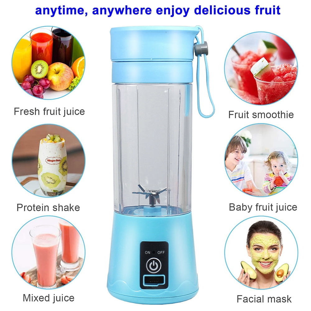 380ML Portable Blender,Mini Bottle Travel Electric Smoothie Blender Maker With 6 Blades for juice shakes,Purple