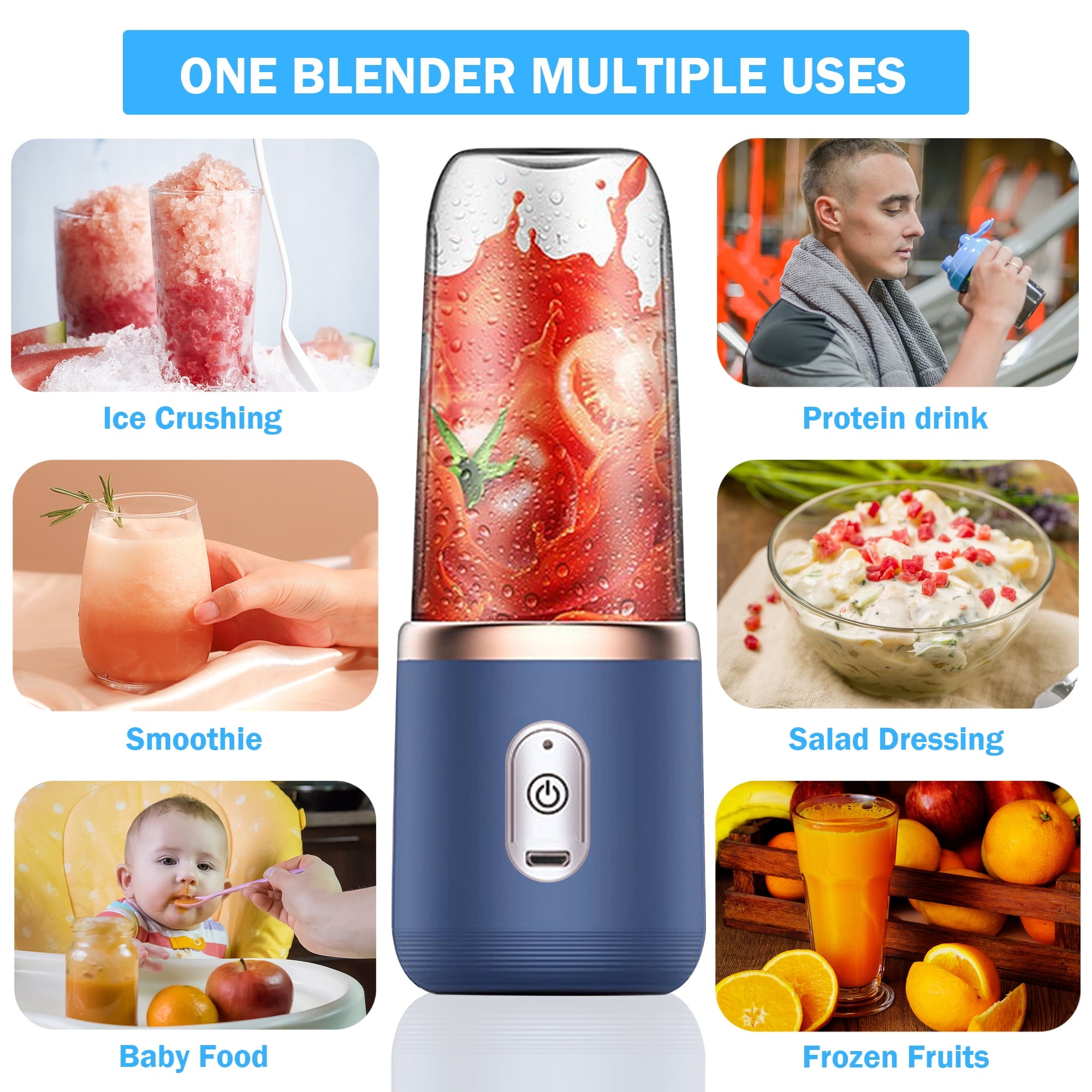Personal Blender for Smoothies Juice Portable Rechargeable Mini Bullet Blenders Cup