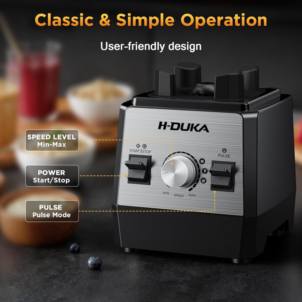 Blender, Countertop Blenders for Kitchen with 64oz Pitcher, Powerful 25000 PRM Blender for Smoothies, Ice Crushing, Frozen Fruits, Milkshakes, Pulse Function, Self-Cleaning (Silver Black)