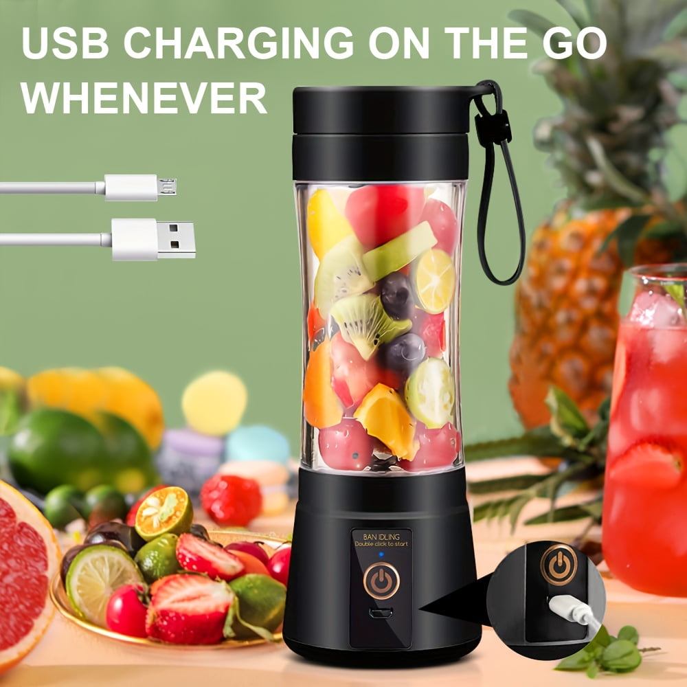 [12.85/15.22 ounce rechargeable Mini Blender] Portable USB rechargeable mini Blender and juicer - 3 modes, digital display, safety lock, food-grade PP, easy to clean, ideal choice for travel