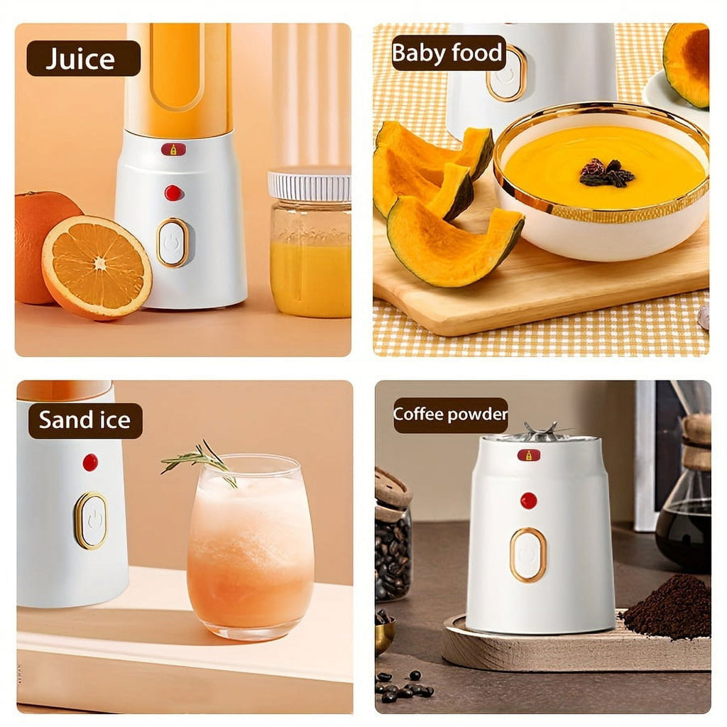 1pc/450ml Portable Cordless Juicer with 2 Cups - USB Rechargeable Mini Blender for Fresh Juice, Smoothies and Milkshakes - Perfect for Travel, Home, Juicing Station | Modern Kitchen Accessories | Dura