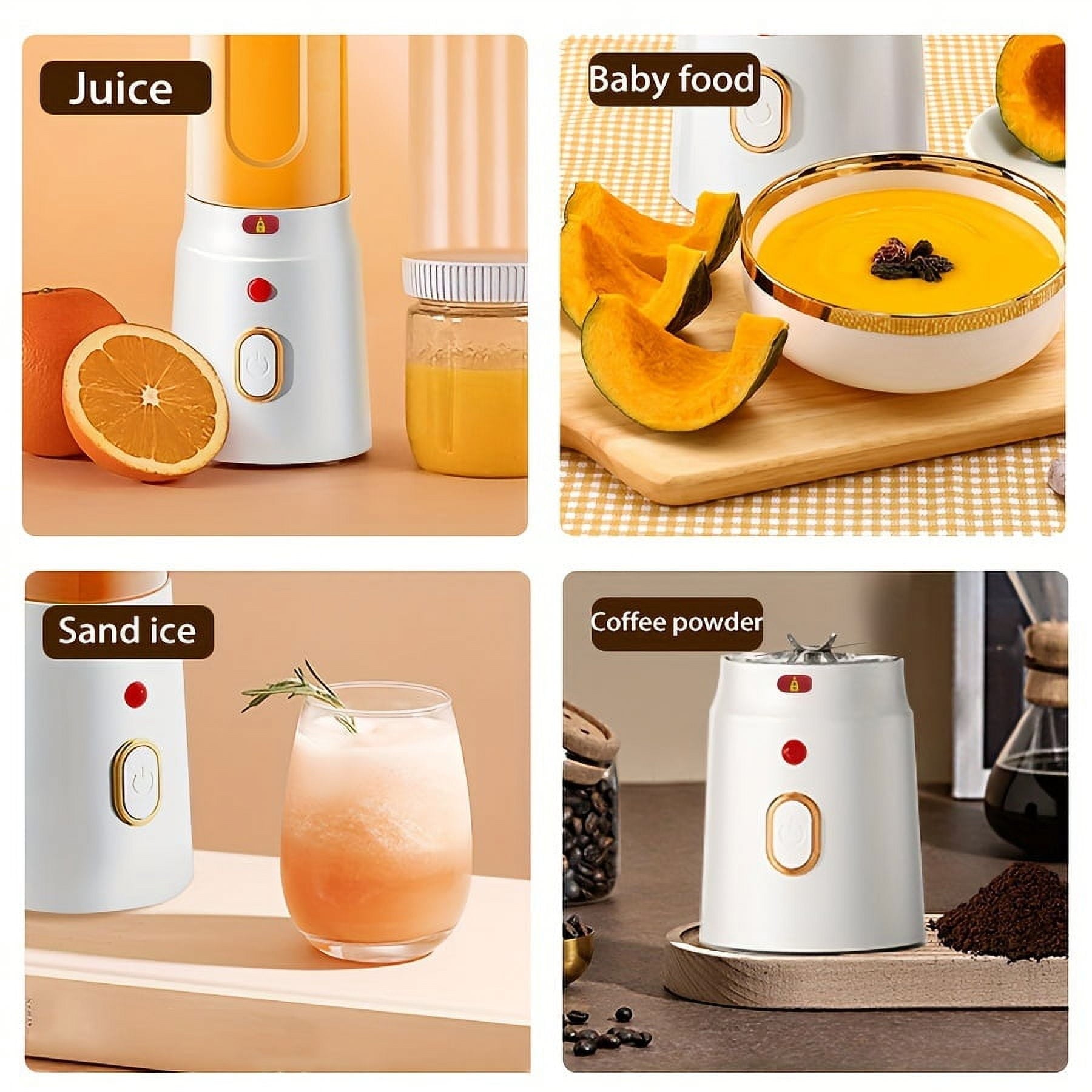 1pc/450ml Portable Cordless Juicer with 2 Cups - USB Rechargeable Mini Blender for Fresh Juice, Smoothies and Milkshakes - Perfect for Travel, Home, Juicing Station | Modern Kitchen Accessories | Dura