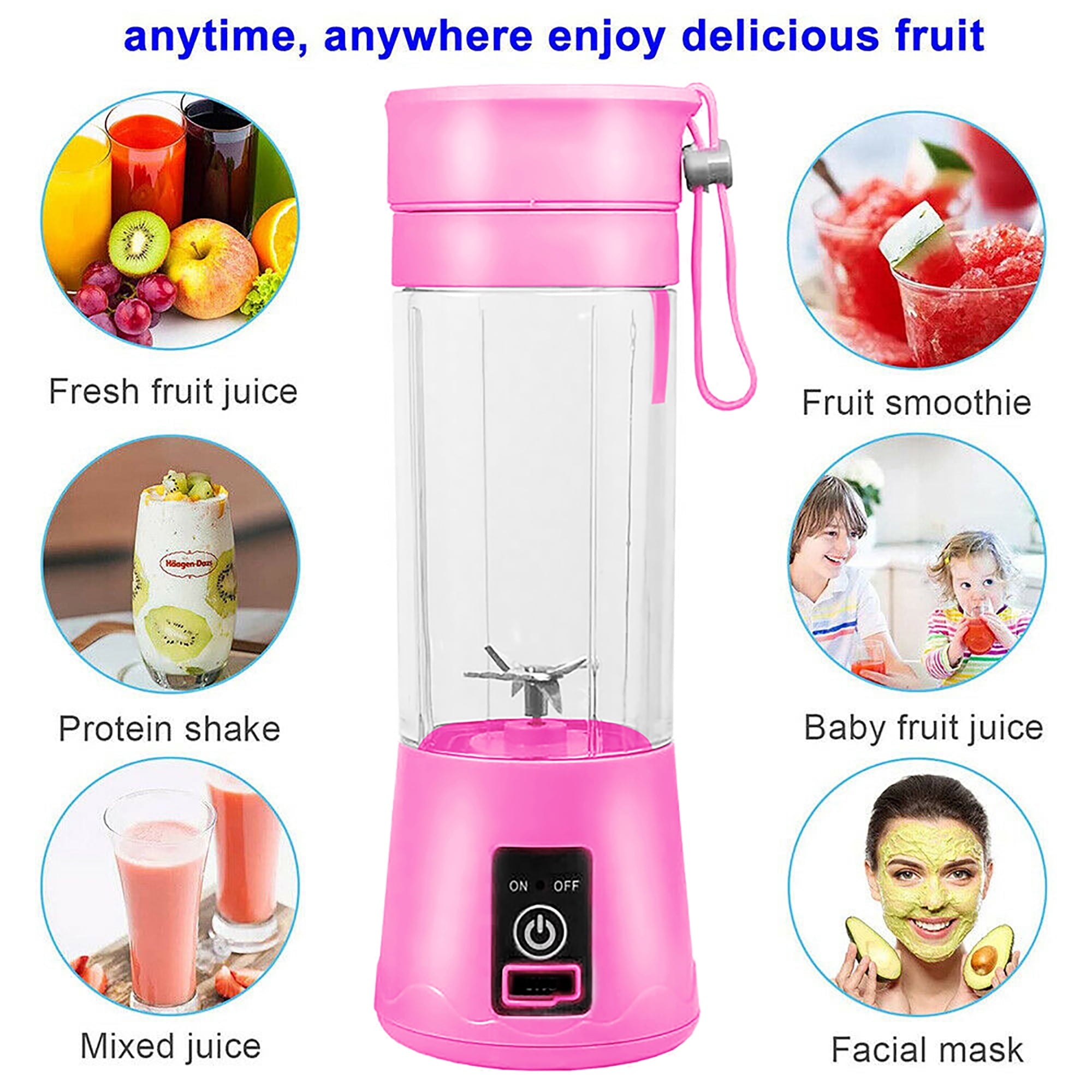Mini Blender Portable Personal Blender USB Rechargeable Smoothie Blender For Shakes Smoothies, Household Mixer Blender For Fruit Juicer Orange Vegetable Carrots Juicer,4 Colors