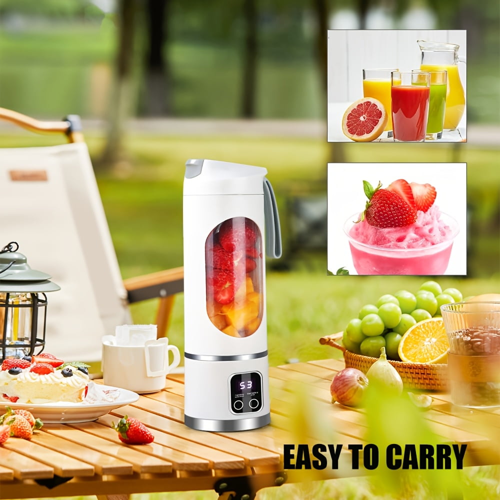 [12.85/15.22 ounce rechargeable Mini Blender] Portable USB rechargeable mini Blender and juicer - 3 modes, digital display, safety lock, food-grade PP, easy to clean, ideal choice for travel