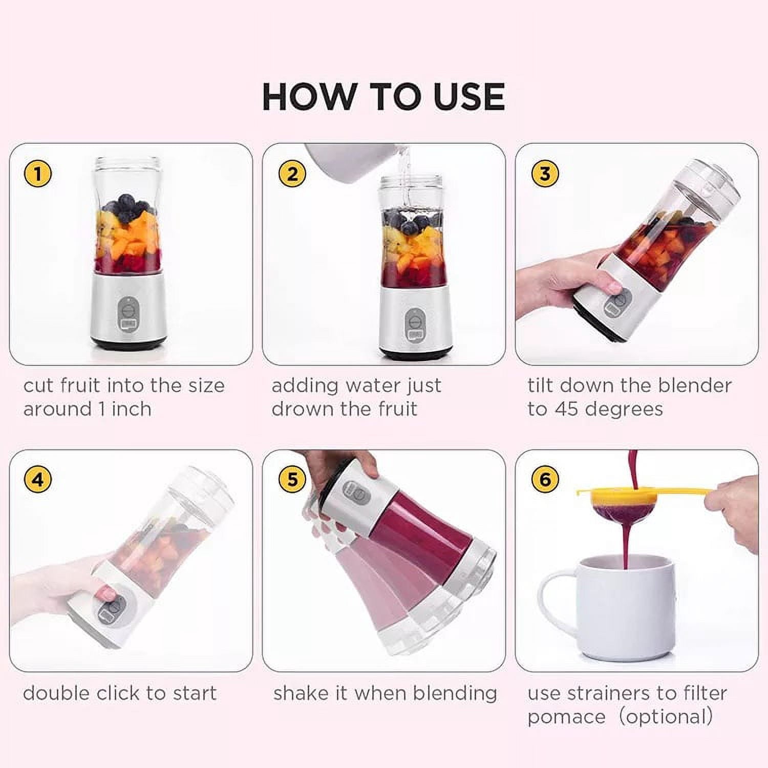 Personal Blender for Smoothies and Shakes, BPA free, 13.05 oz, Strong Blending Power- Christmas Gift