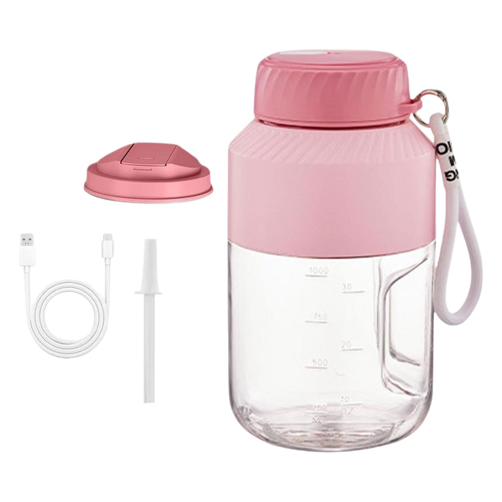 Portable Blender 1000ml Multifunctional for Shakes and Smoothies Travel Home Pink Double Lid