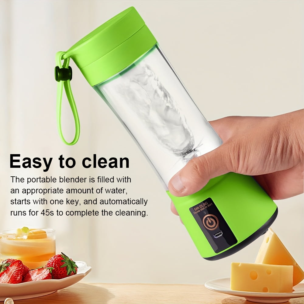 [12.85/15.22 ounce rechargeable Mini Blender] Portable USB rechargeable mini Blender and juicer - 3 modes, digital display, safety lock, food-grade PP, easy to clean, ideal choice for travel