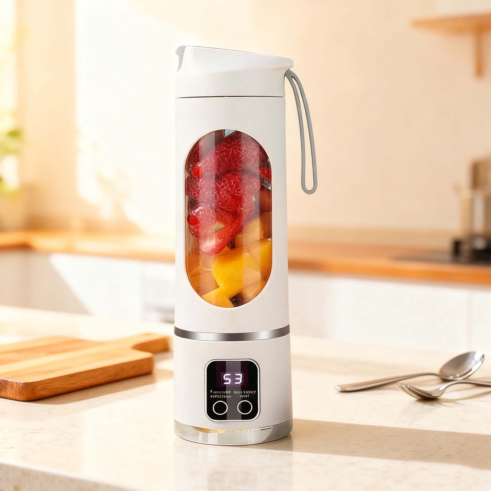 erfcxs Digital Multimode Juicer 450ml Portable Digital Display Juicer Mini Juice Cup With 12 Stainless Steel Smart LED Display For Diet