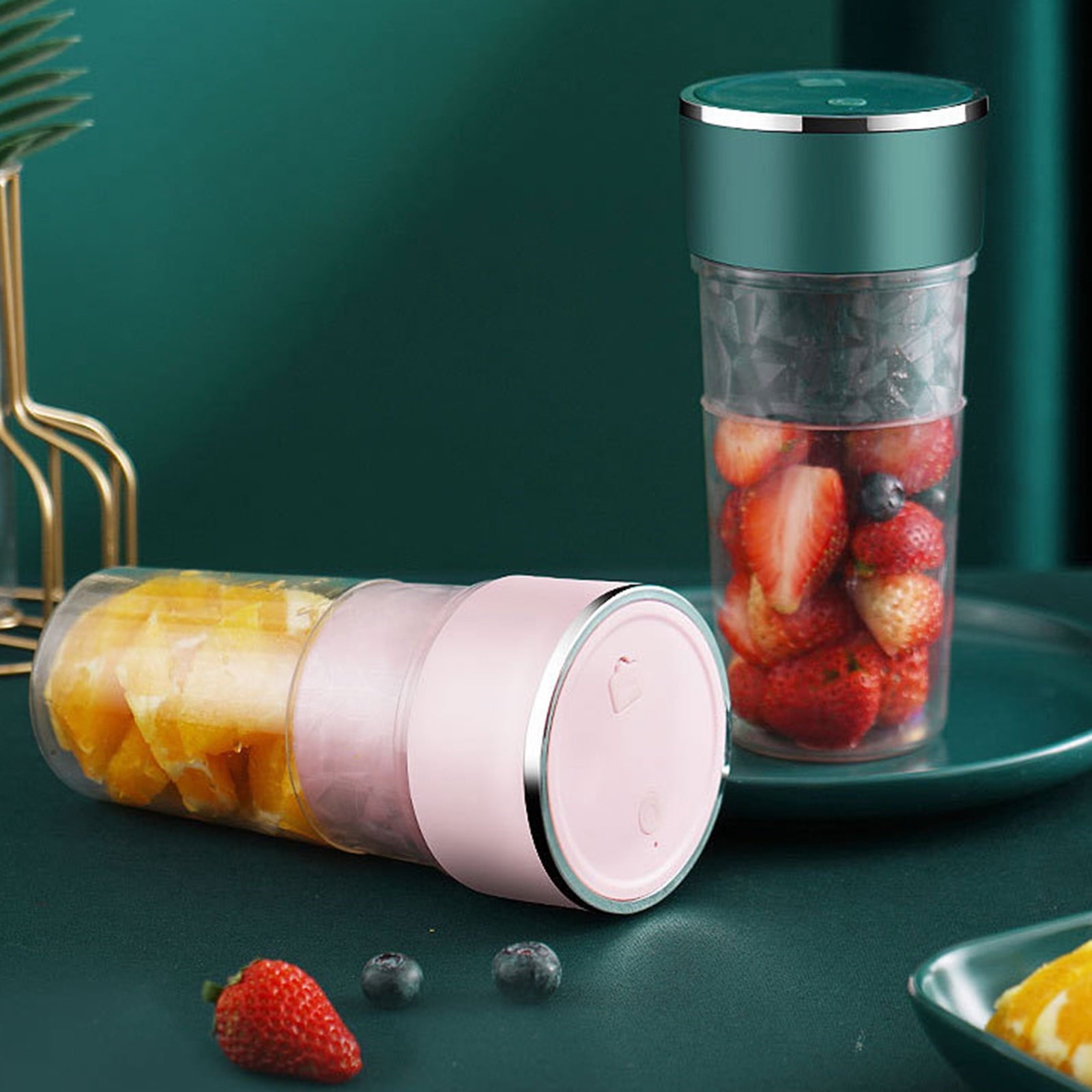 Portable Blender, Mini Juice Blender for Shakes and Smoothies, Personal Blender Usb Rechargeable, Fresh Juice Blender with 4blades Green