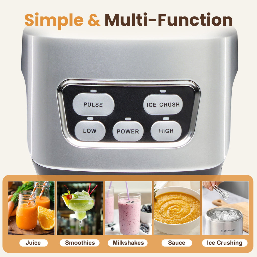 1L Stainless Steel Blender 800W 120V 60Hz Silver with 3 PCTG Cups(1L/0.7L/0.5L), 1 Travel Lid, 2 Storage Lids &amp; 1 Blending Blade