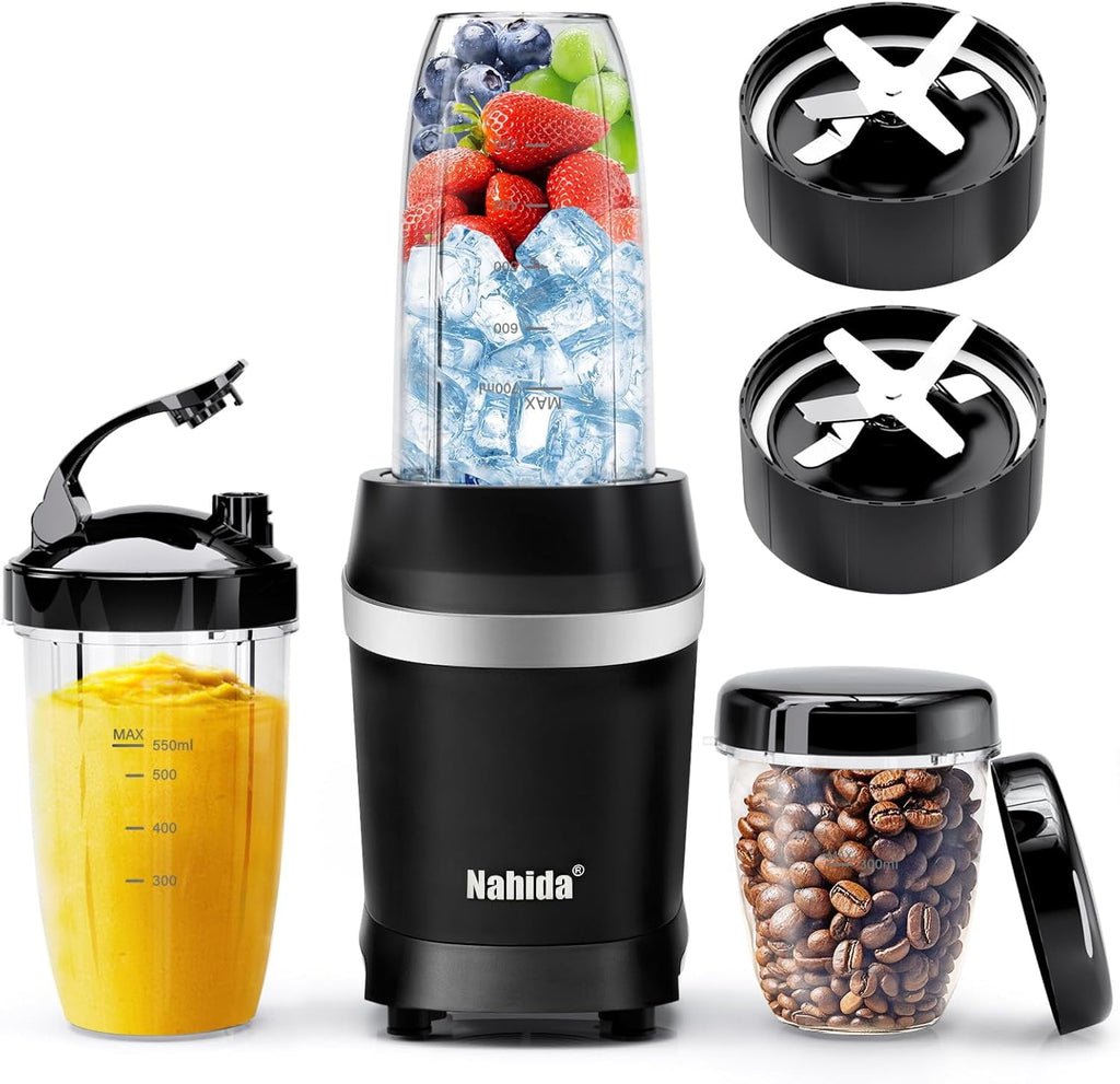 Blender for Smoothies, 1200W Smoothie Blender for Ice Crushing, Blenders with (2) 6-Fin Blades, Personal Blenders for Kitchen with 23oz, 32oz, 37oz Easy Go Cups for Juices, Silver
